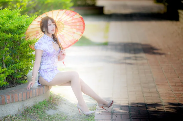 [Mzsock] NO.040 Listening Cheongsam, stockings, high heels and beautiful legs, outdoor shot street photography#[87P]-2