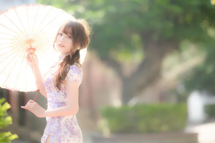 [Mzsock] NO.040 Listening Cheongsam, stockings, high heels and beautiful legs, outdoor shot street photography#[87P]-5