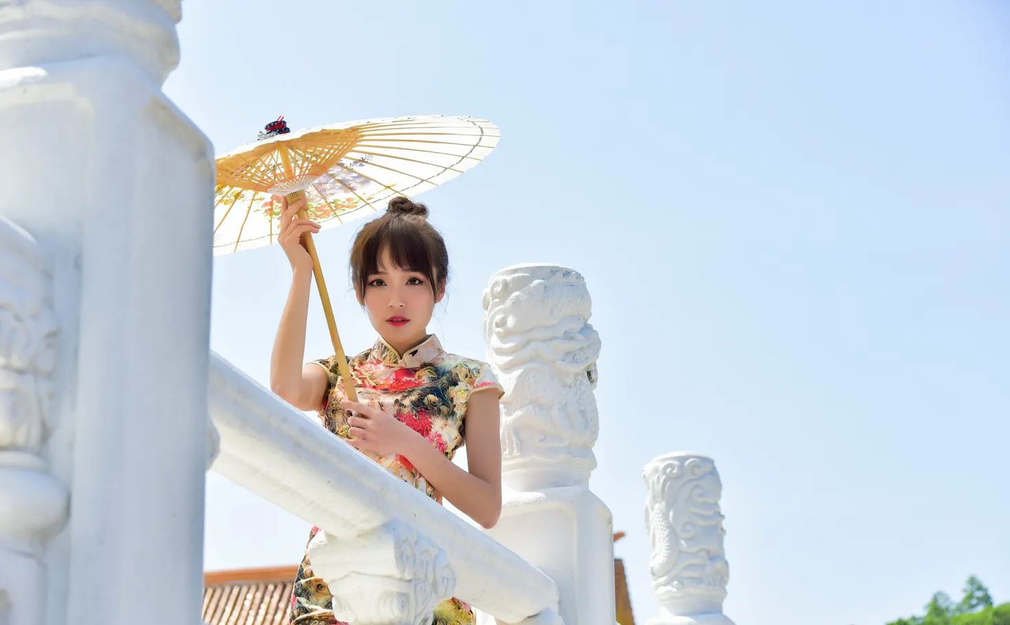 [Mzsock] NO.189 Miao Wanyu floral short cheongsam with high heels and beautiful legs street photography#[68P]-3