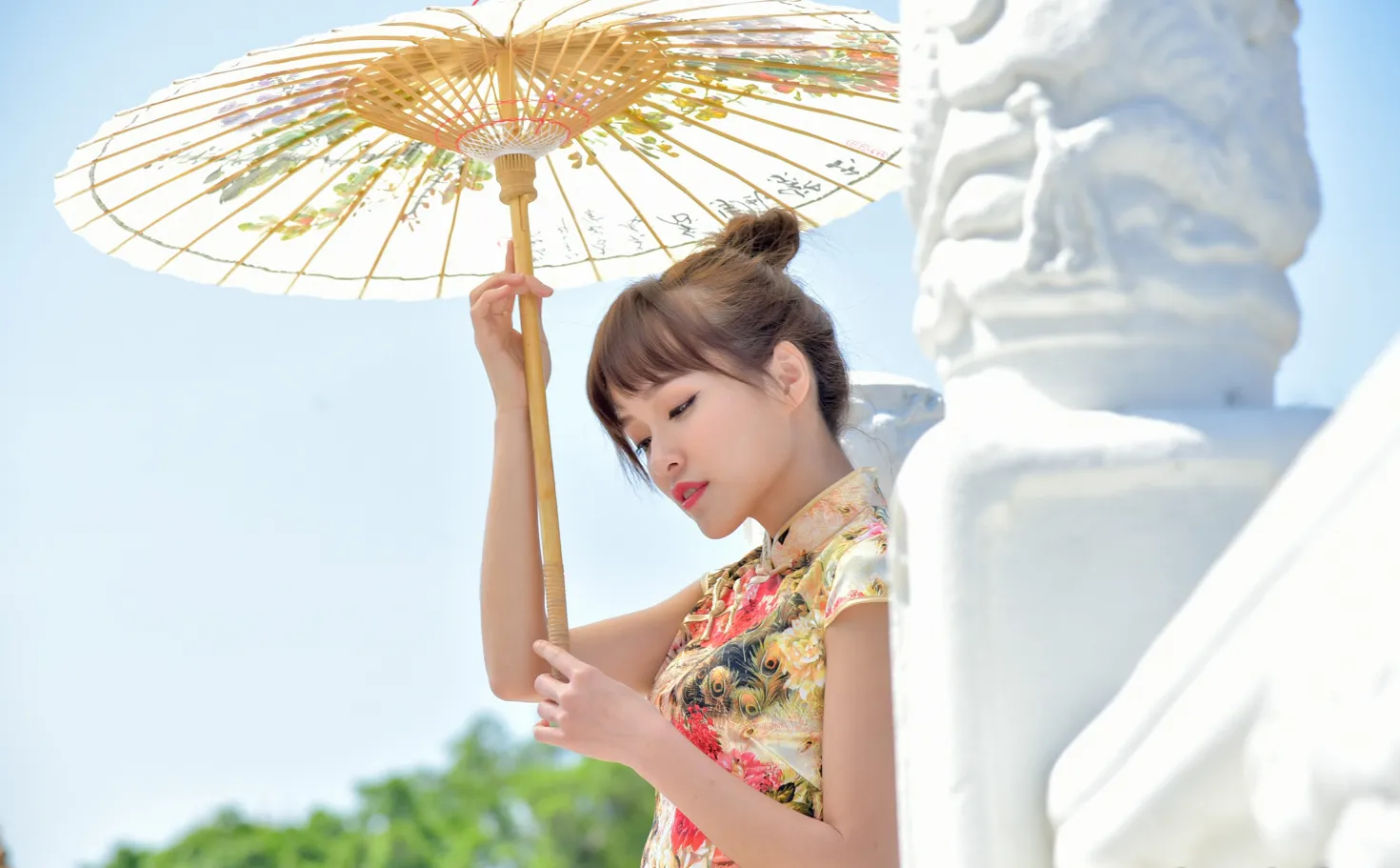 [Mzsock] NO.189 Miao Wanyu floral short cheongsam with high heels and beautiful legs street photography#[68P]-6