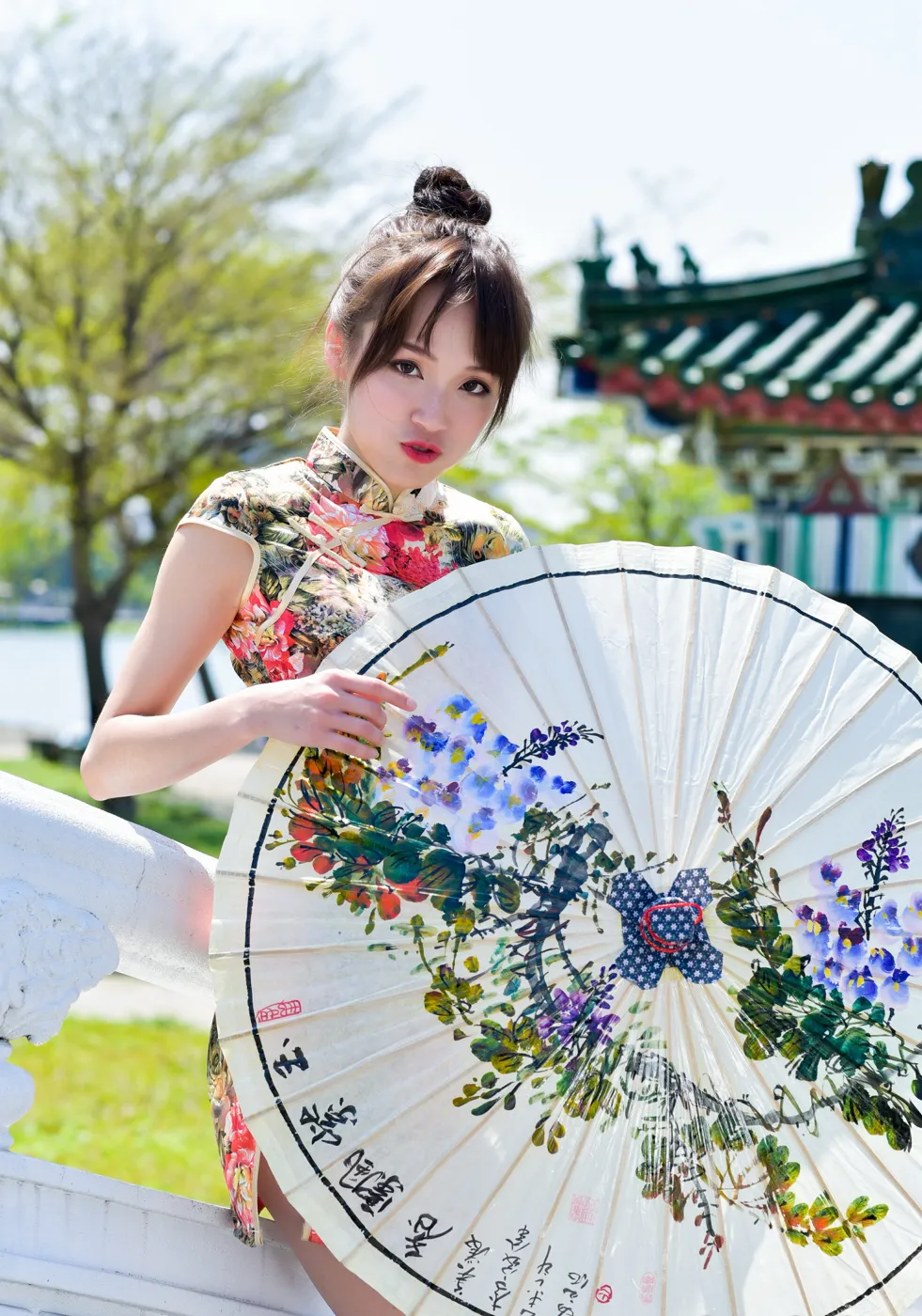 [Mzsock] NO.189 Miao Wanyu floral short cheongsam with high heels and beautiful legs street photography#[68P]-9