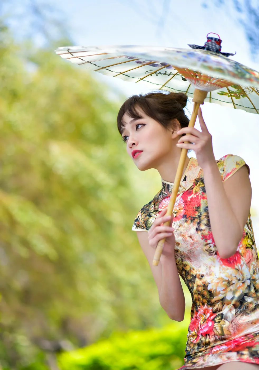 [Mzsock] NO.189 Miao Wanyu floral short cheongsam with high heels and beautiful legs street photography#[68P]-8