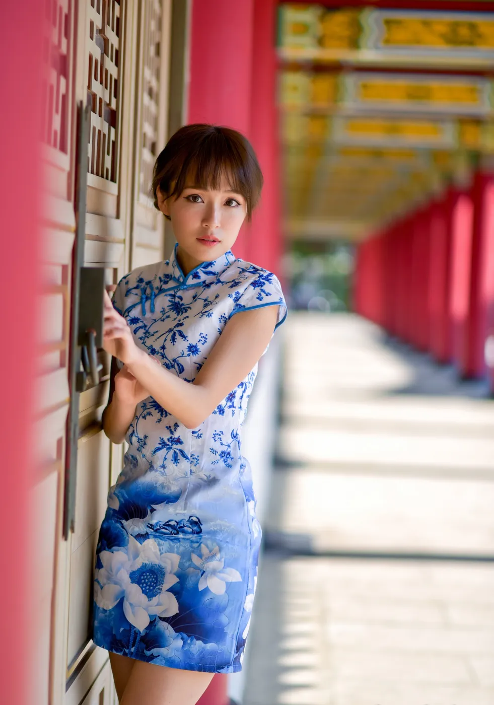 [Mzsock] NO.189 Miao Wanyu floral short cheongsam with high heels and beautiful legs street photography#[68P]-5