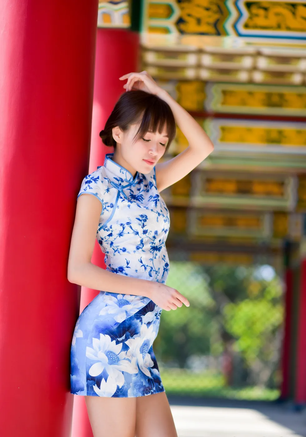 [Mzsock] NO.189 Miao Wanyu floral short cheongsam with high heels and beautiful legs street photography#[68P]-4