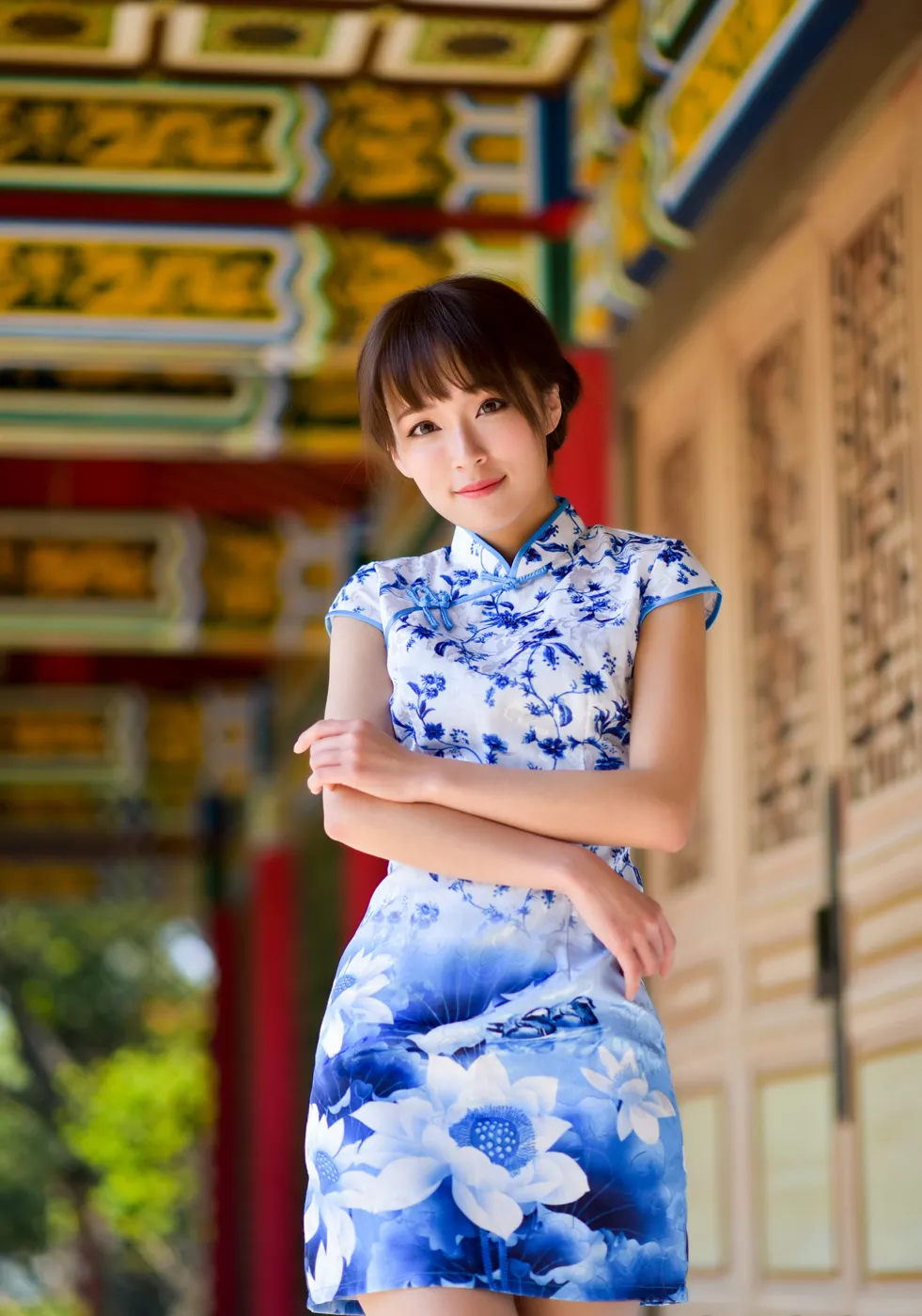 [Mzsock] NO.189 Miao Wanyu floral short cheongsam with high heels and beautiful legs street photography#[68P]-8