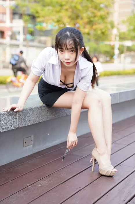 [Mzsock] NO.078 Chen Jialin OL short skirt high heels beautiful legs outdoor shot street photography#[100P]-6