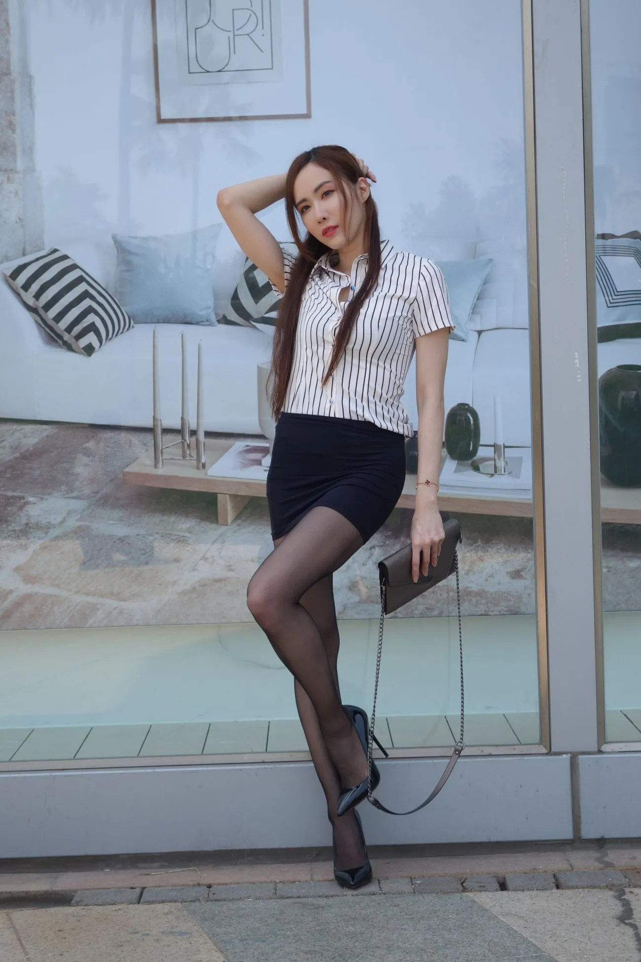 [Mzsock] NO.073 Dora Yanxi OL black silk high heels beautiful legs street photography#[82P]-1