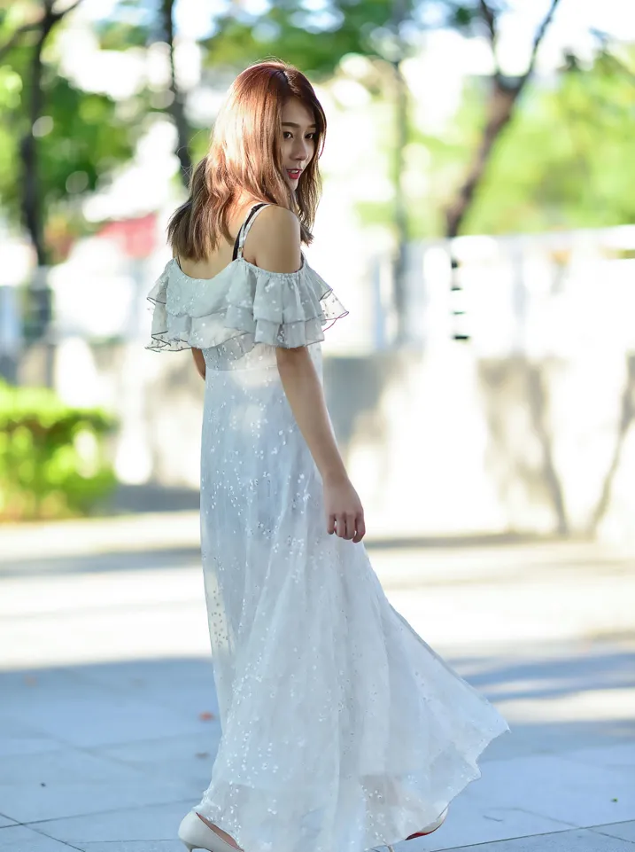 [Mzsock] NO.200 vivi Cao Yuanyuan suspender high-slit long skirt with high heels and beautiful legs street photography#[105P]-7