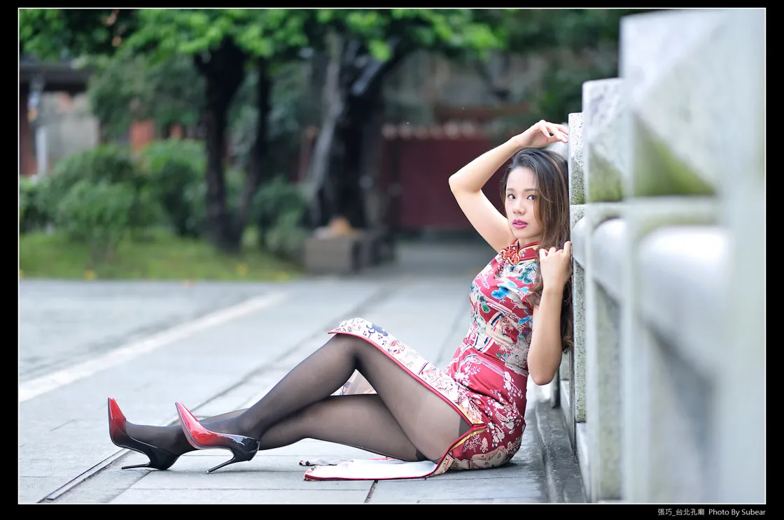 [Mzsock] NO.098 Zhang Qiao cheongsam black silk high heels beautiful legs street photography#[54P]-4