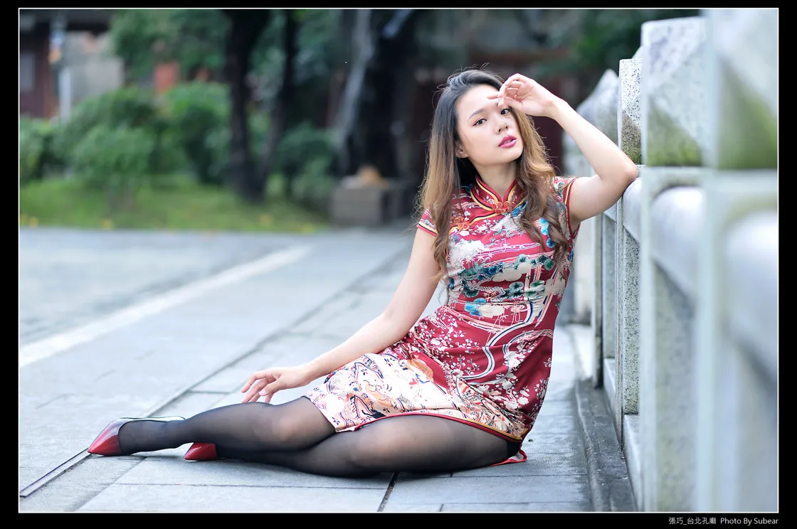 [Mzsock] NO.098 Zhang Qiao cheongsam black silk high heels beautiful legs street photography#[54P]-7