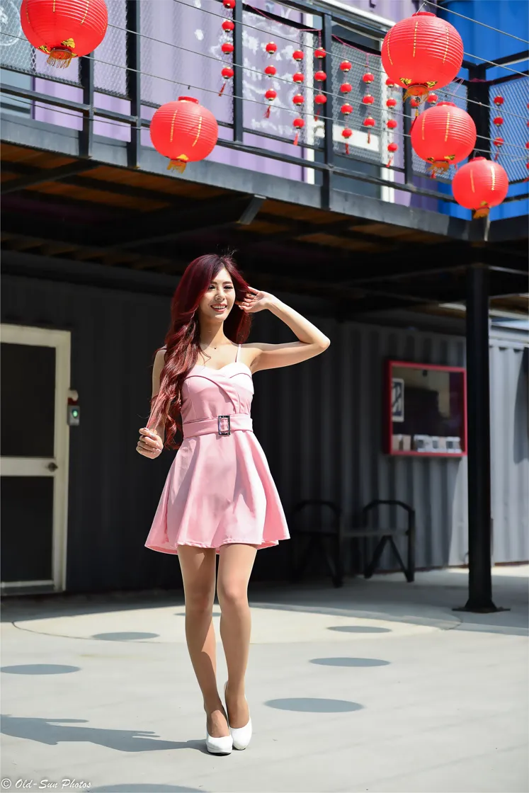 [Mzsock] NO.155 Gao Xuan pink dress, short skirt, stockings, high heels and beautiful legs street photography#[82P]-1